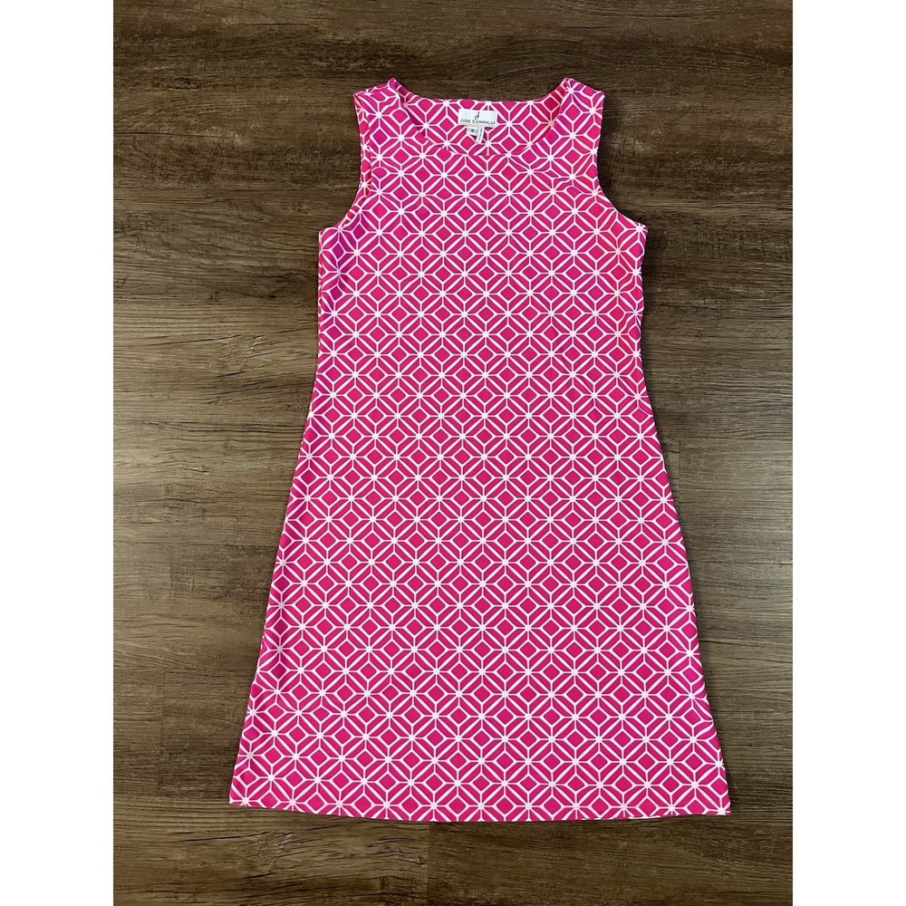 Jude Connally Pink Geometric‎ Print Beth Sleeveless Shift Dress Small Preppy H40